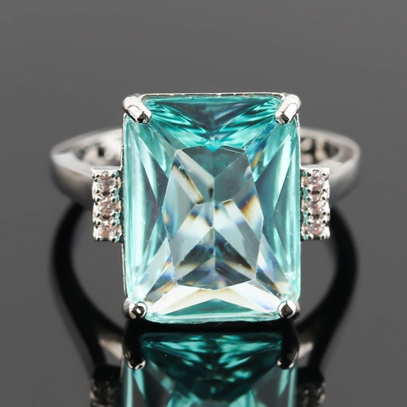 NEW AQUAMARINE S925 STERLING SILVER RING - Picture 3 of 4